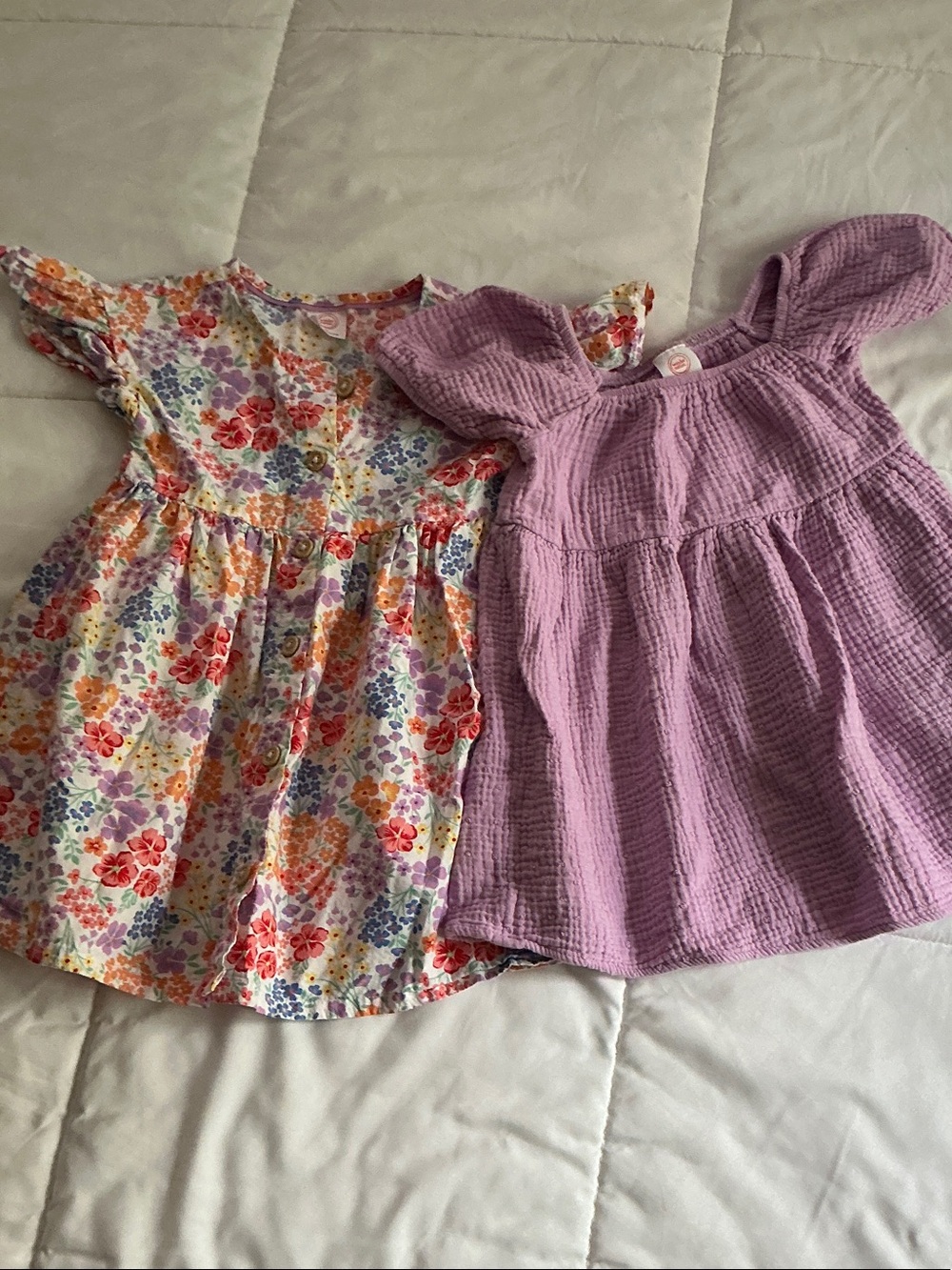 wonder nation Lavender Gauze Dress & Multicolor Floral Dress Set